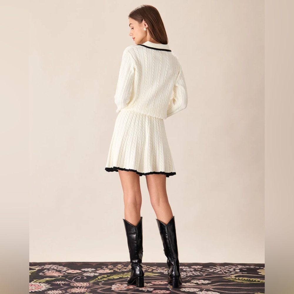 Rihoas White Cable Knit Sweater and Skirt Set - Picture 4 of 10